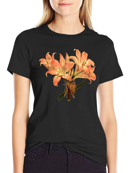 Floral T-Shirt Botanical Print Mens Black Tee