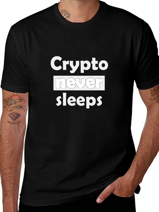 Crypto Never Sleeps Black T-Shirt