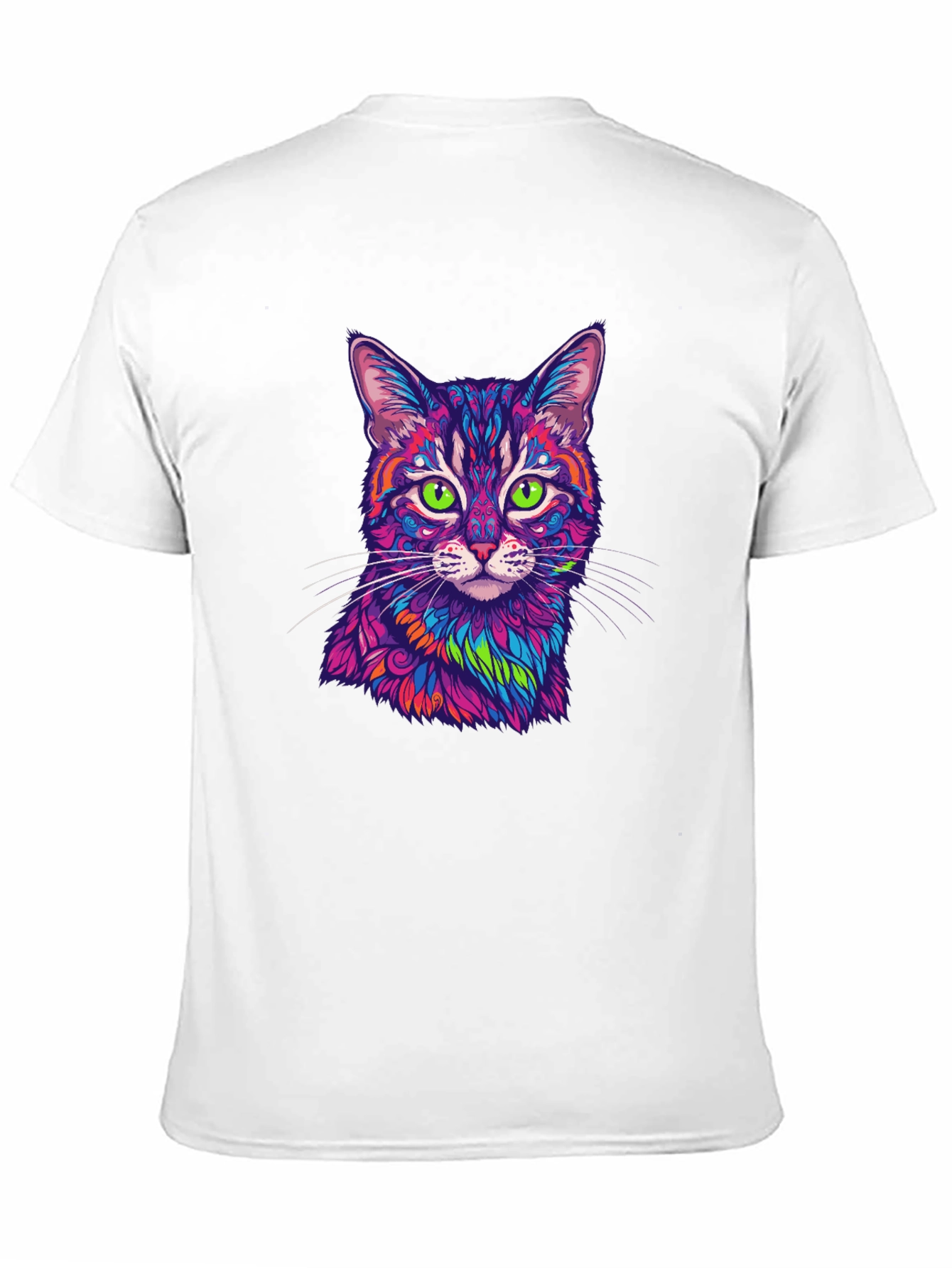 Vibrant Cat Graphic Tee - Mens Black T-Shirt