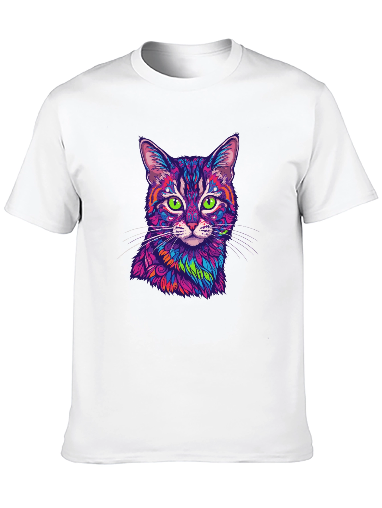 Vibrant Cat Graphic Tee - Mens Black T-Shirt
