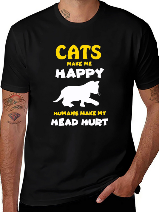 Cats Make Me Happy T-Shirt - Funny Cat Lover Tee