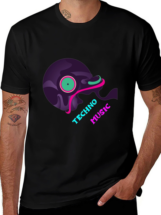 Techno Music Graphic T-Shirt - Bold Design