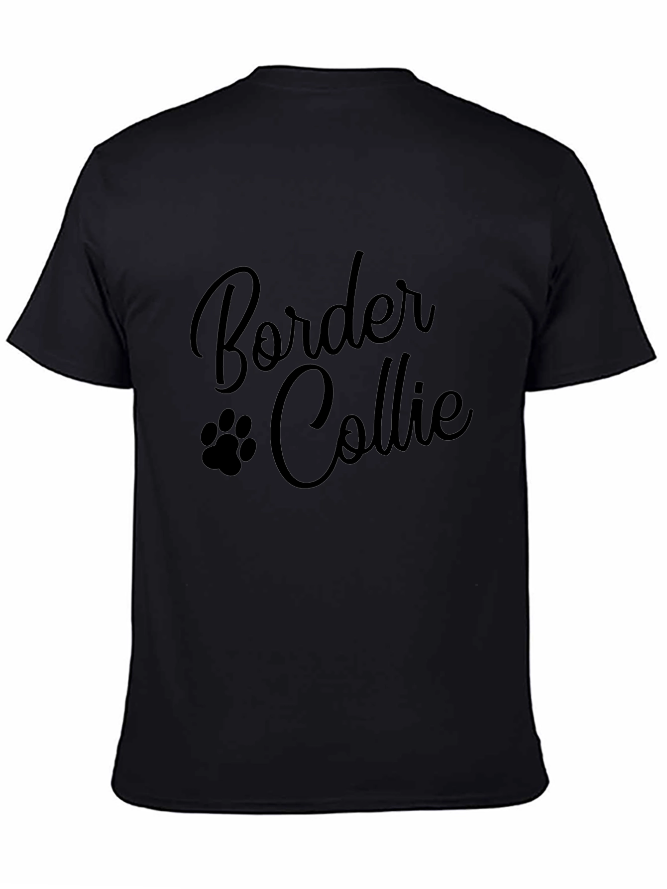 Border Collie Paw Print Black T-Shirt
