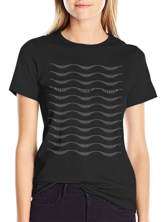 Abstract Wavy Lines Graphic Tee - Black