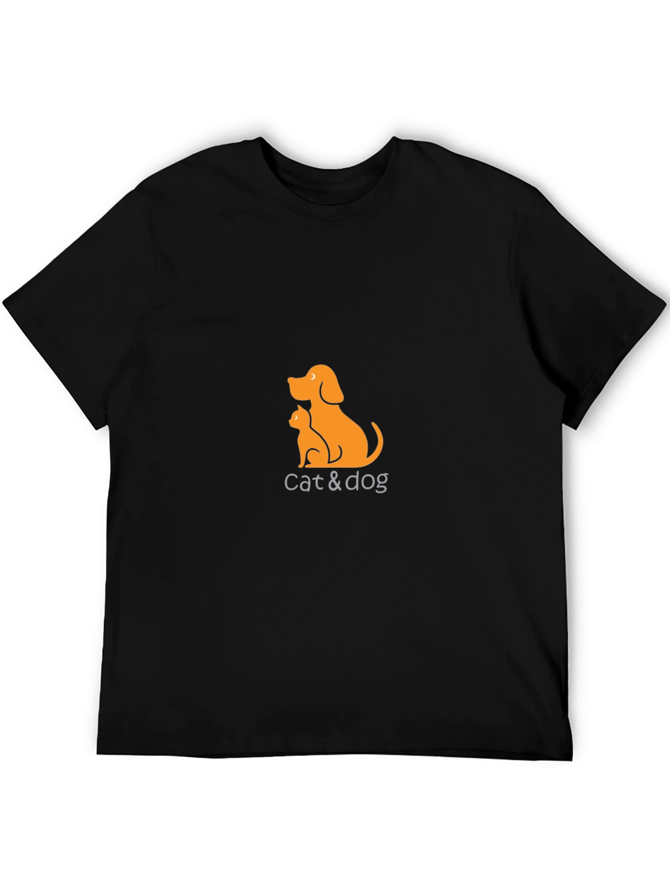 Cat & Dog Graphic Tee - Casual Black T-Shirt