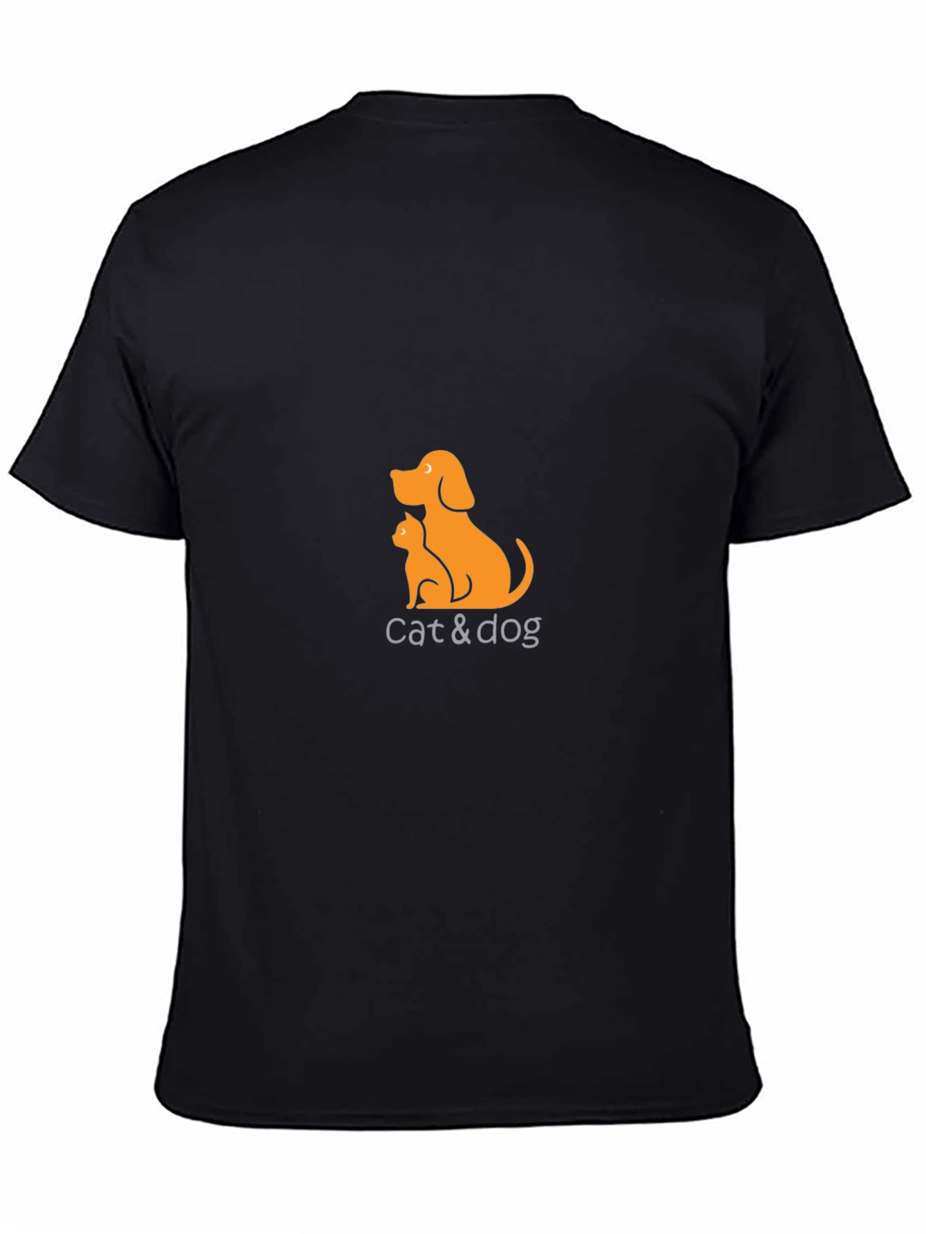 Cat & Dog Graphic Tee - Casual Black T-Shirt