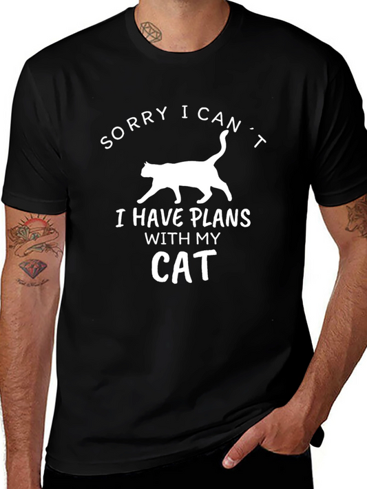 Funny Cat Lover T-Shirt - Sorry I Cant Plans with My Cat
