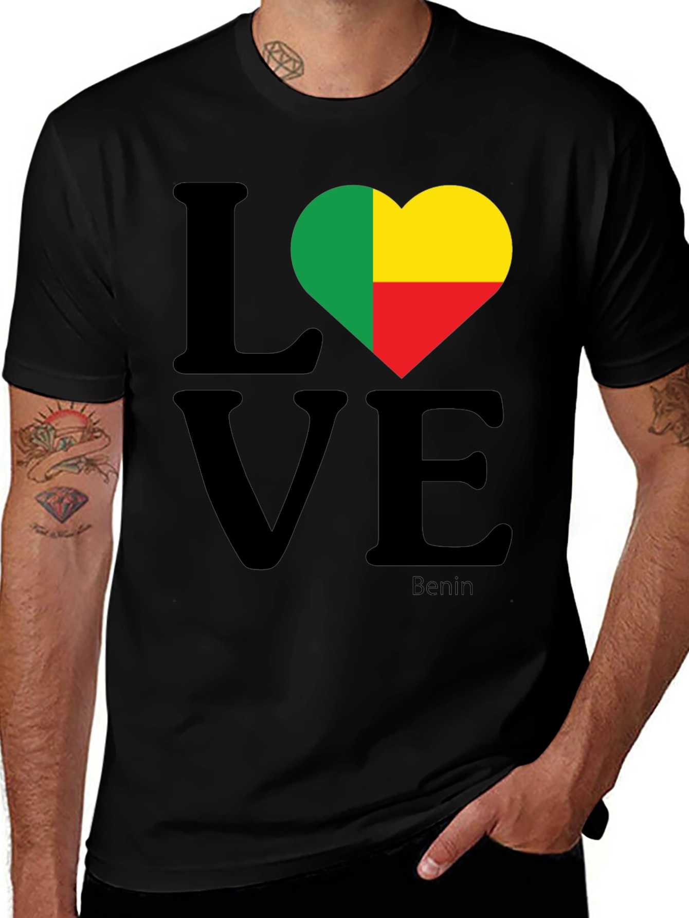 Benin Flag Heart Love T-Shirt