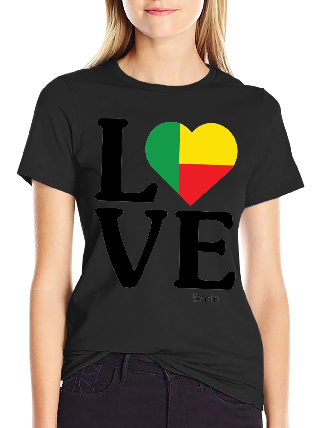 Benin Flag Heart Love T-Shirt