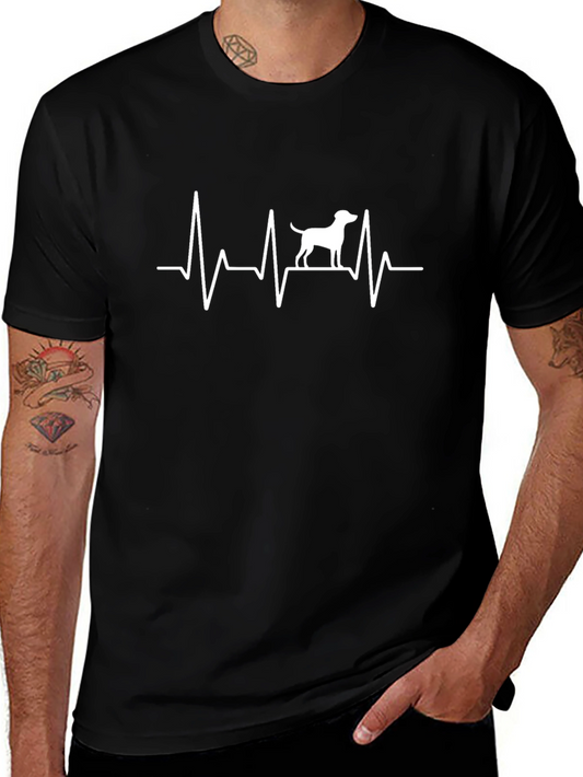 Dog Heartbeat Graphic Tee - Unisex Black Cotton T-Shirt