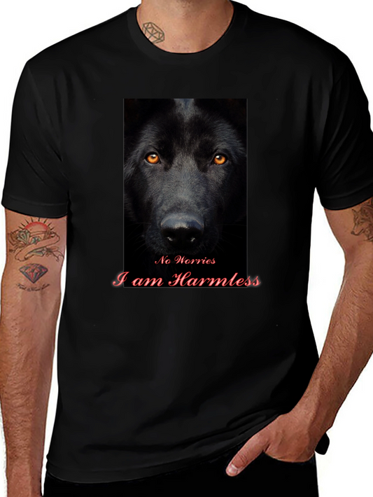 Black Wolf Dog T-Shirt - No Worries I am Harmless
