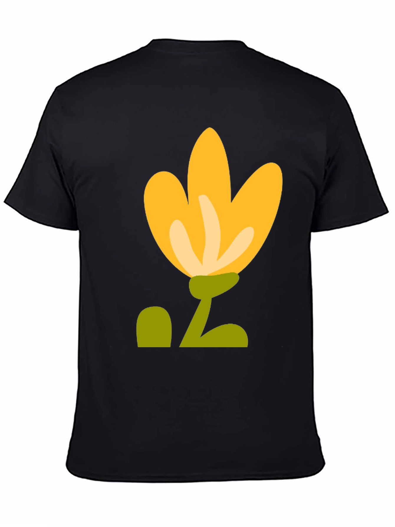 Black T-Shirt with Yellow Flower Graphic