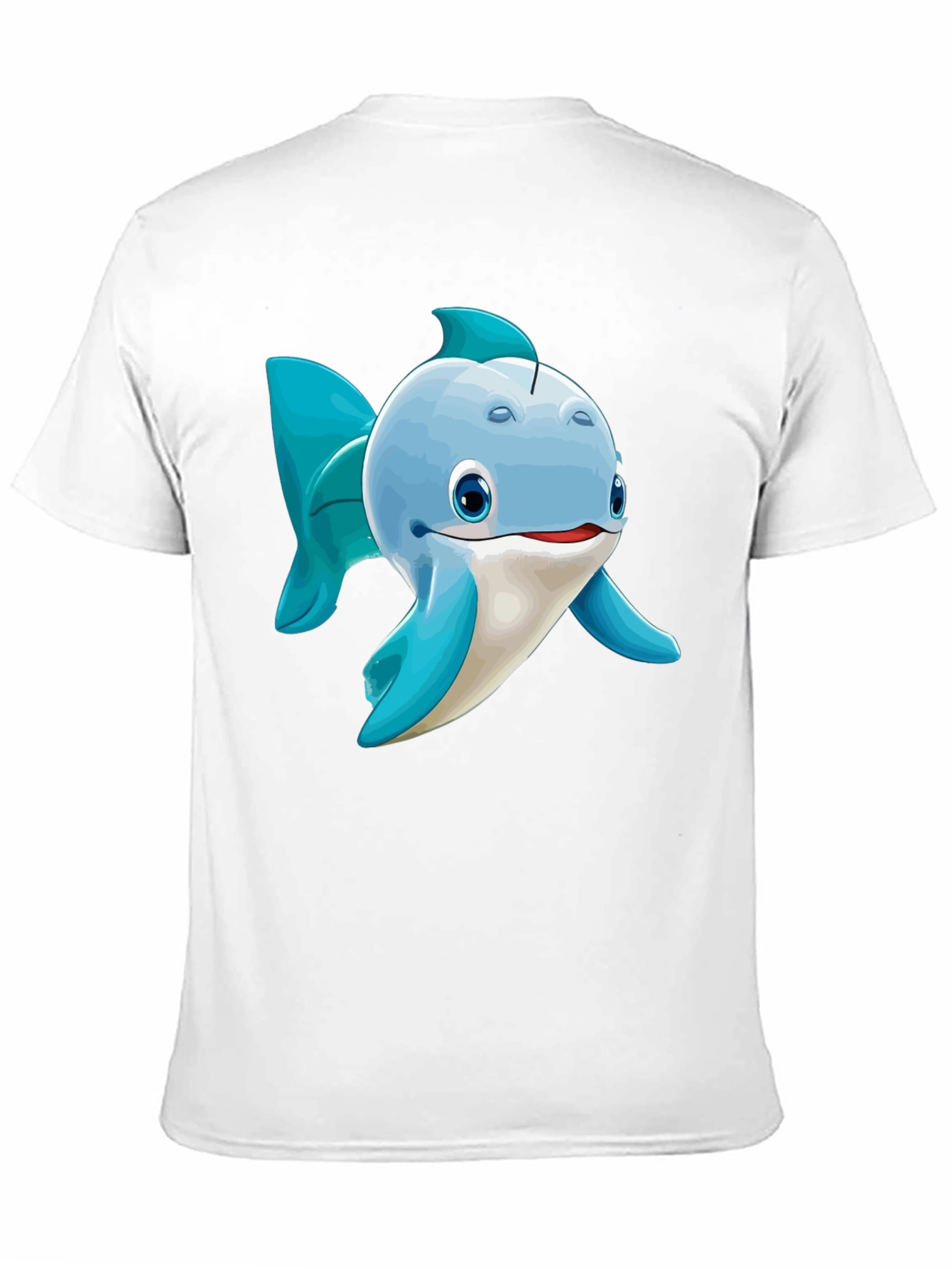 Cute Cartoon Blue Fish Graphic T-Shirt