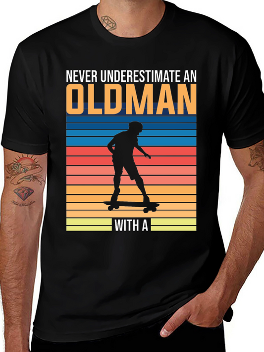 Old Man Skateboarder Graphic Tee