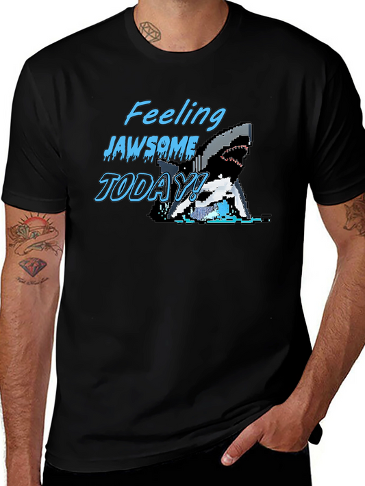 Feeling Jawsome Today! Retro Shark Pixel Art Black T-Shirt