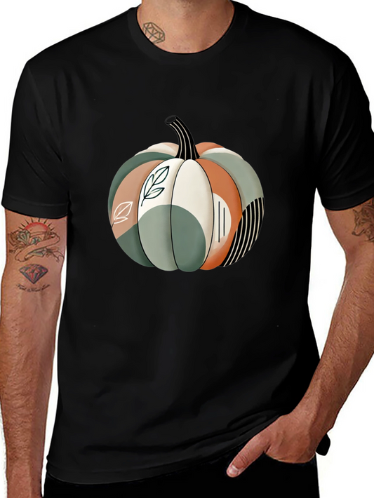 Abstract Pumpkin Graphic T-Shirt - Stylish Fall Apparel