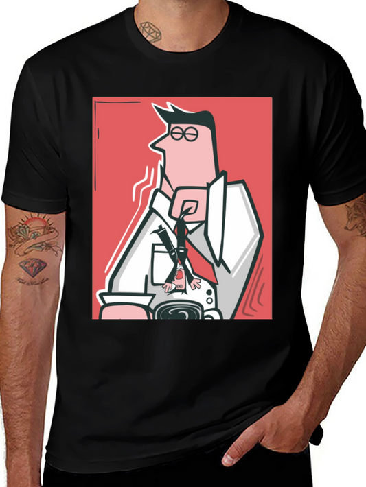 Retro Cartoon Character Graphic Tee - Black