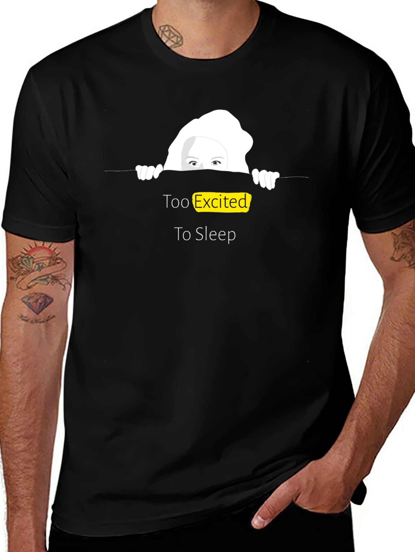 Too Excited to Sleep T-Shirt Fun Graphic Tee