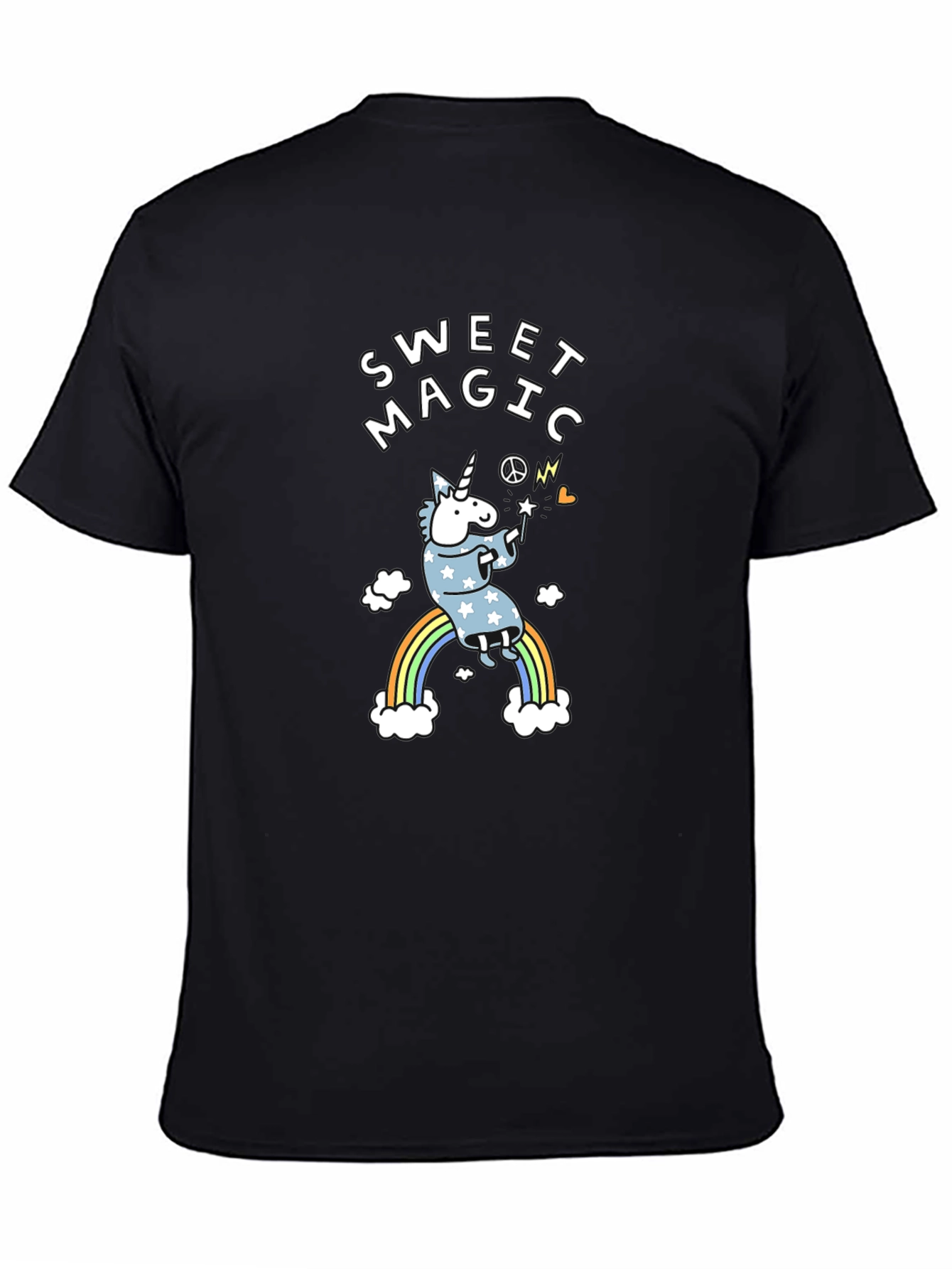 Sweet Magic Unicorn Graphic Black T-Shirt