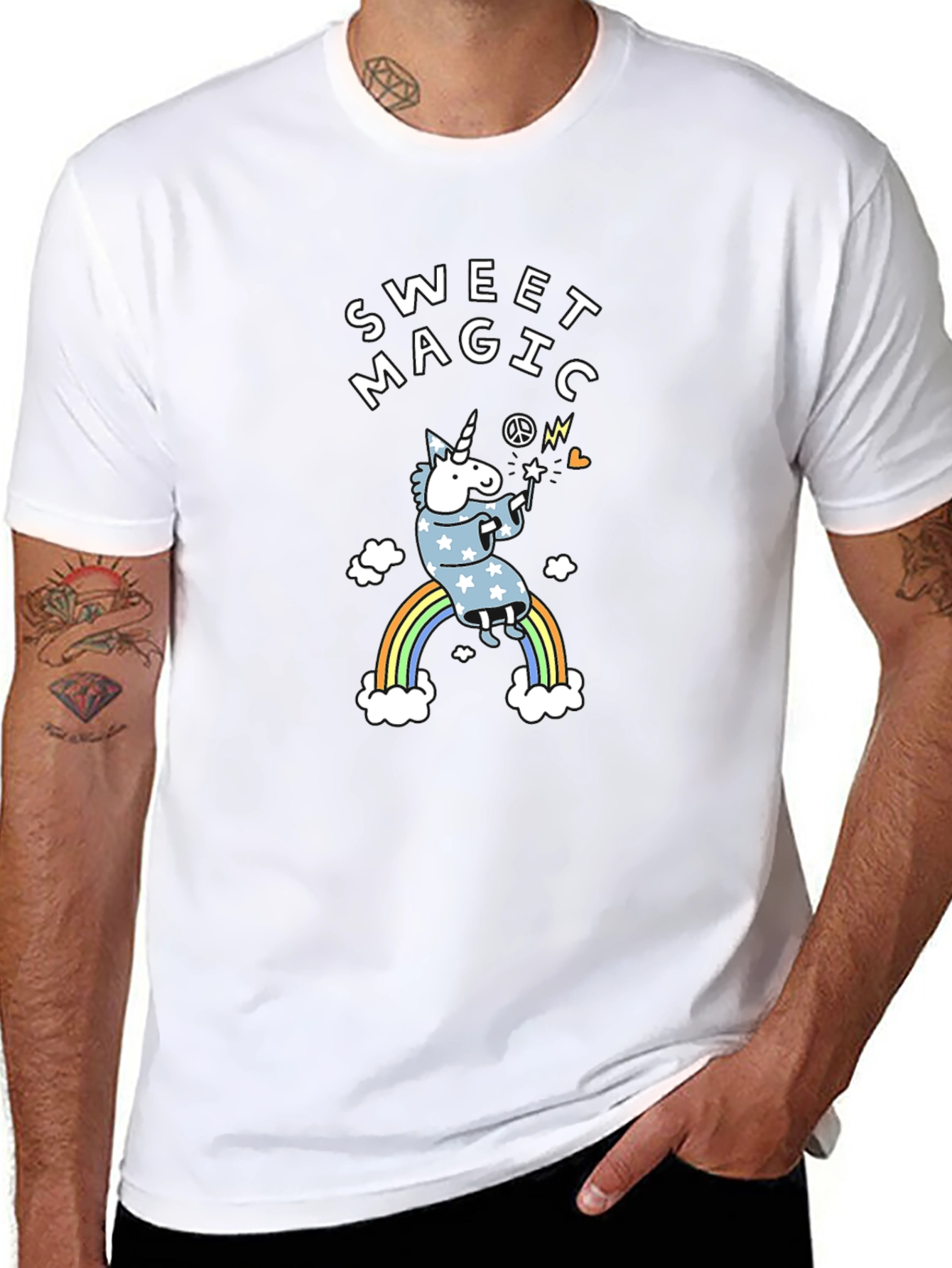 Sweet Magic Unicorn Graphic Black T-Shirt