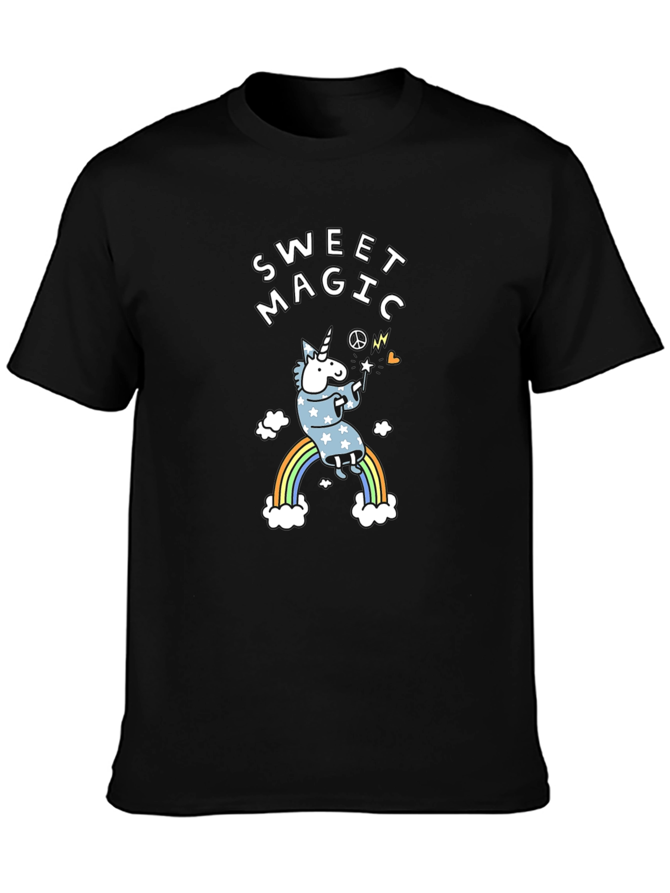 Sweet Magic Unicorn Graphic Black T-Shirt