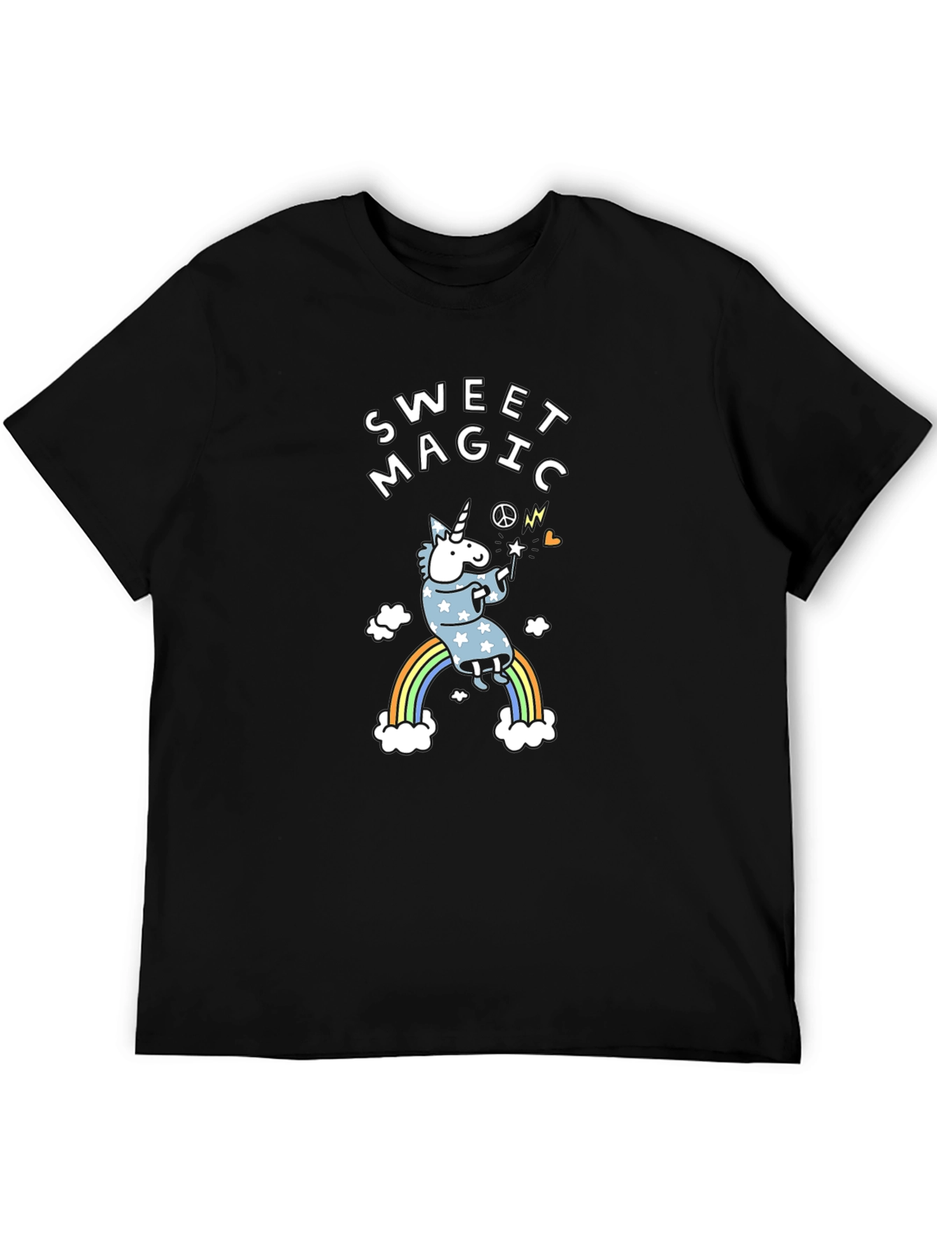Sweet Magic Unicorn Graphic Black T-Shirt