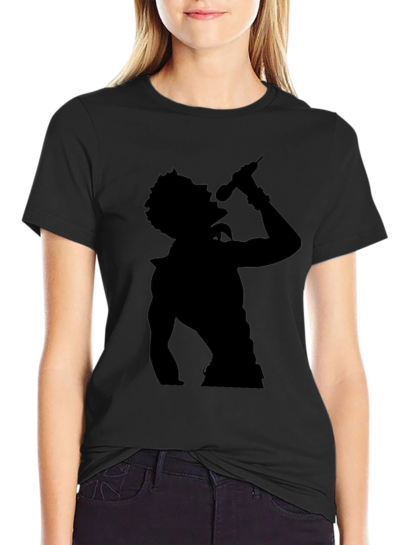 Silhouette Singer Black T-Shirt - Musical Style