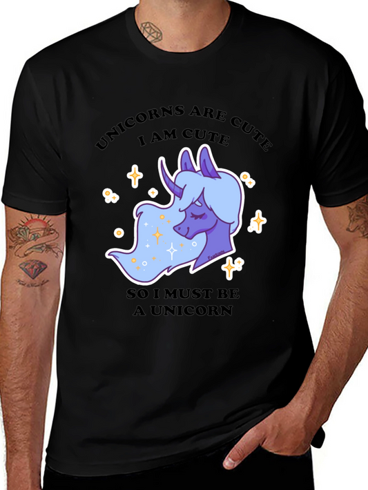 Unicorns Are Cute Mens Black T-Shirt