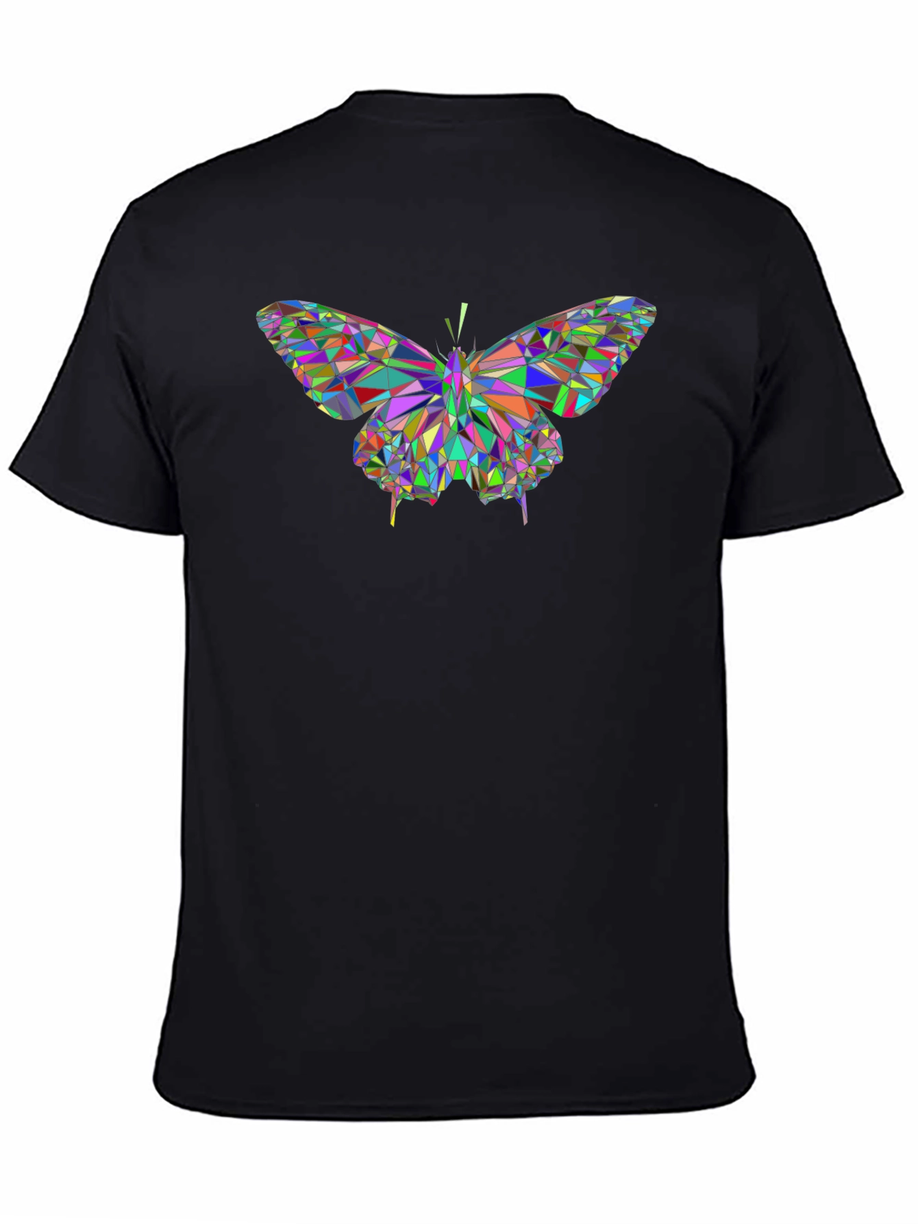 Geometric Butterfly Print Black T-Shirt