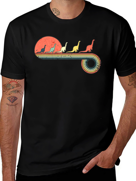 Retro Dinosaur Sunset Graphic T-Shirt
