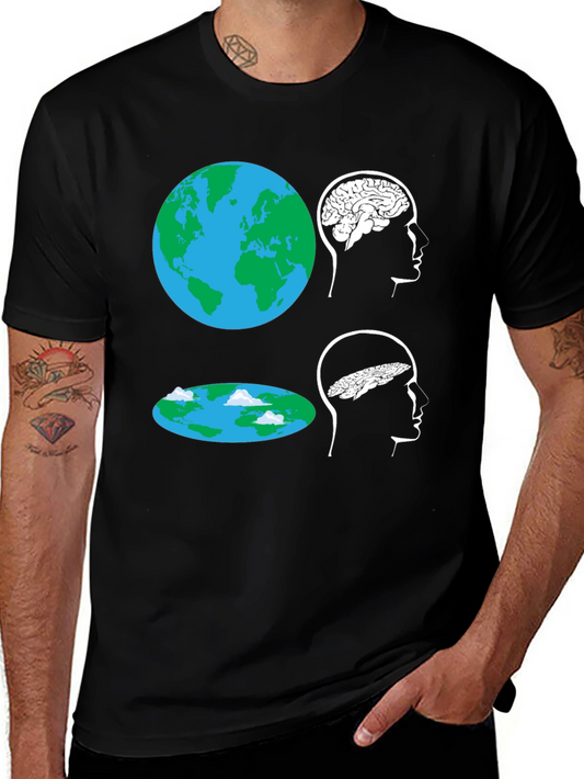 Flat Earth Brain Tee: Round vs. Flat Mindset T-Shirt