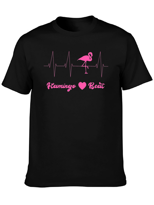 Flamingo Beat T-Shirt - Pink Graphic Tee for Men