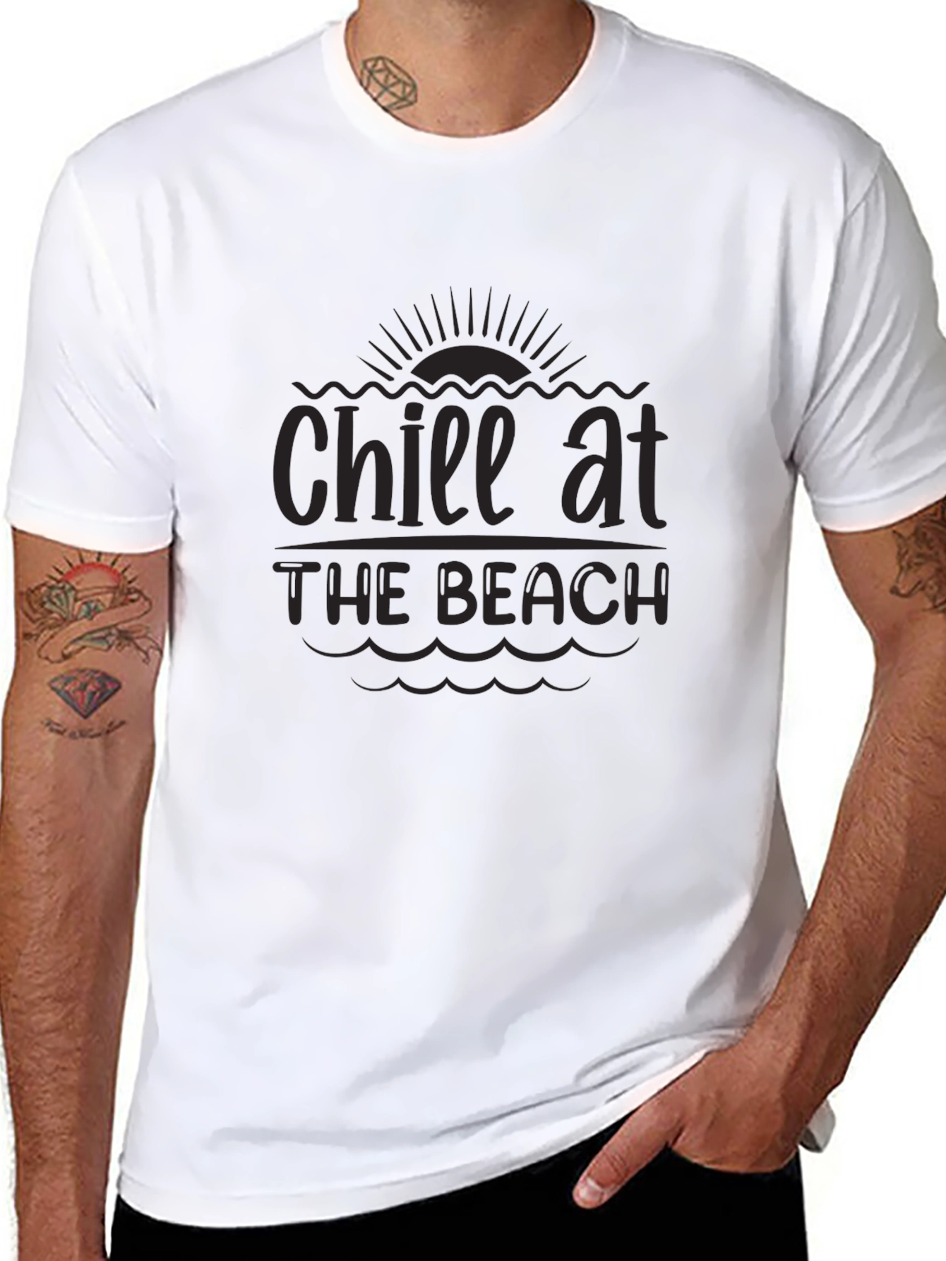 Chill at the Beach Black T-Shirt