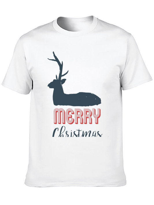 Merry Christmas Reindeer Graphic Tee - Holiday Style