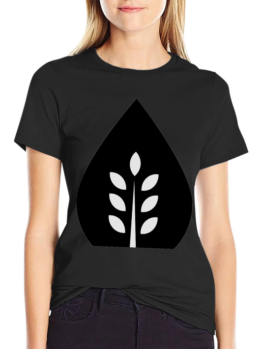 Minimalist Black T-Shirt with Leaf Design