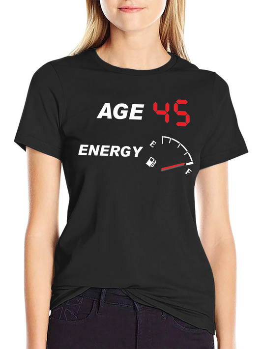 Age 45 Energy Gauge Graphic Tee - Black Cotton T-Shirt