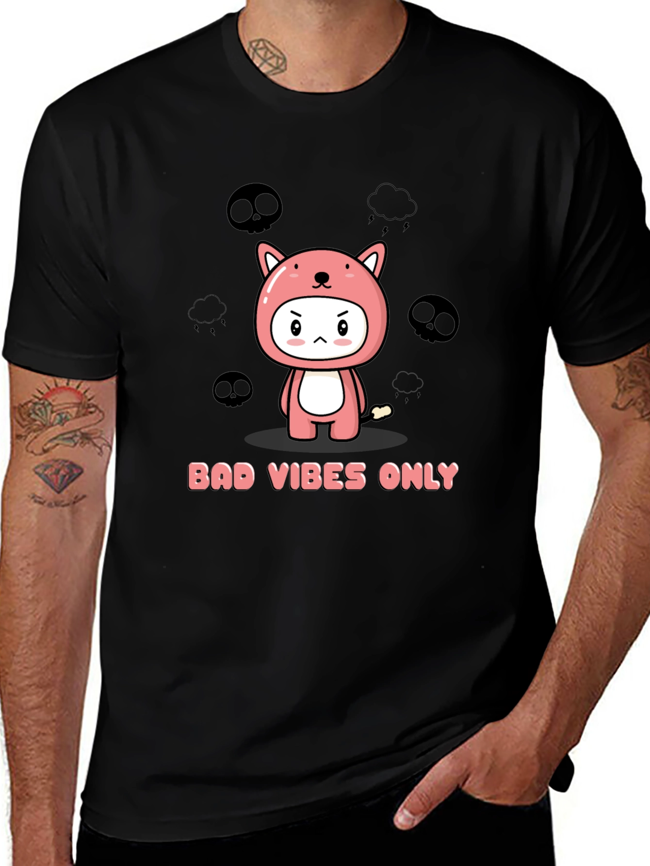Bad Vibes Only Kawaii Graphic T-Shirt