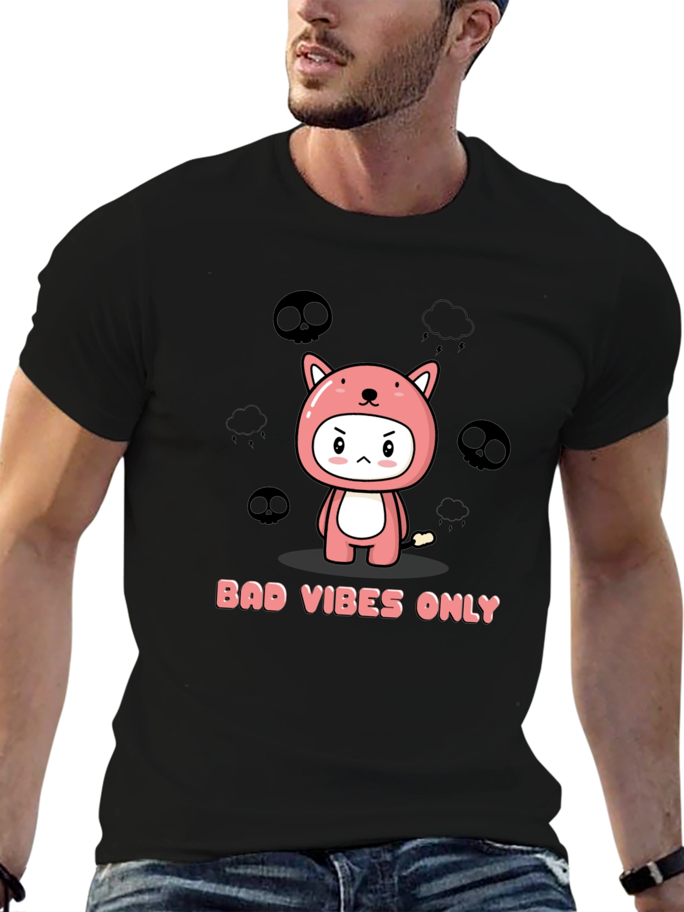 Bad Vibes Only Kawaii Graphic T-Shirt