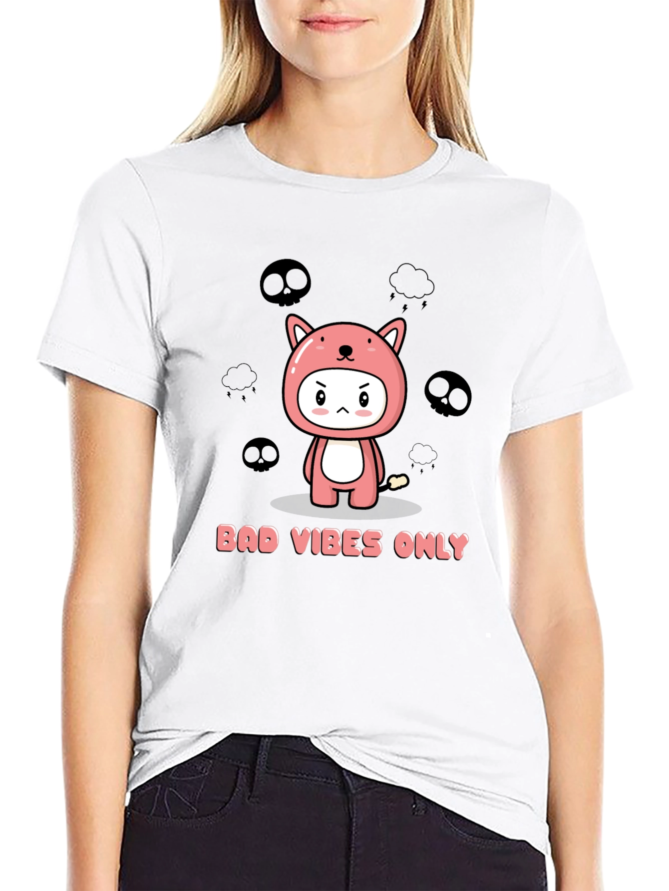 Bad Vibes Only Kawaii Graphic T-Shirt