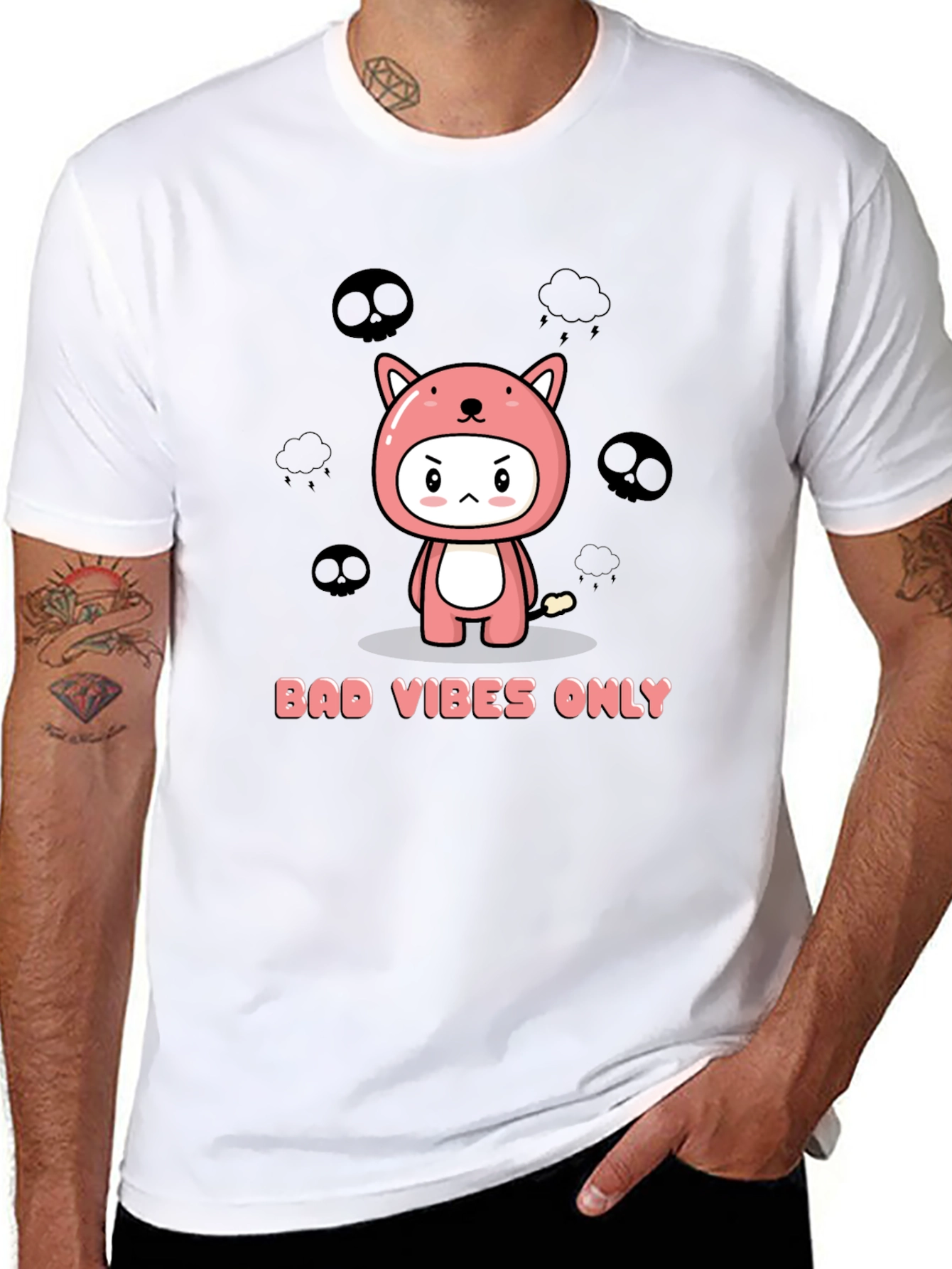 Bad Vibes Only Kawaii Graphic T-Shirt