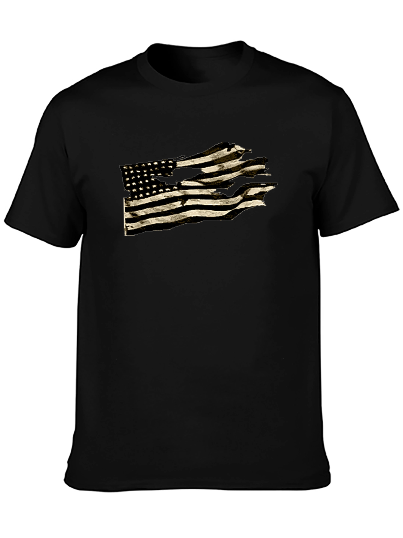 Distressed American Flag Graphic T-Shirt - Black
