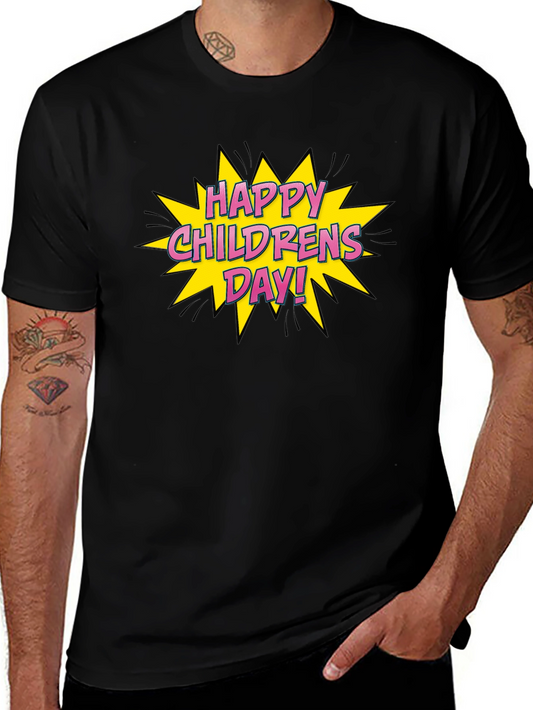 Happy Childrens Day Graphic Tee - Black