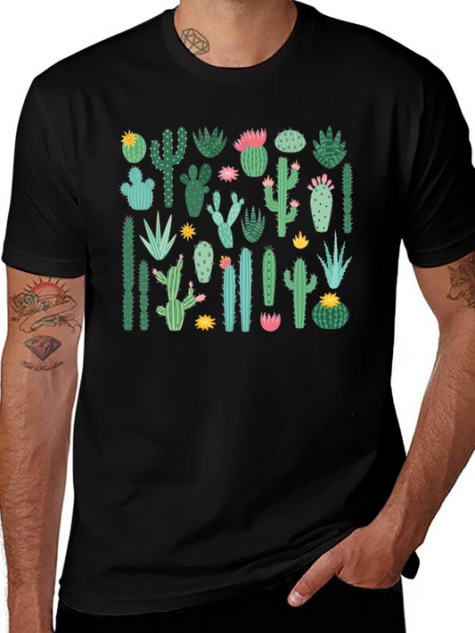 Cactus Print Black Tee