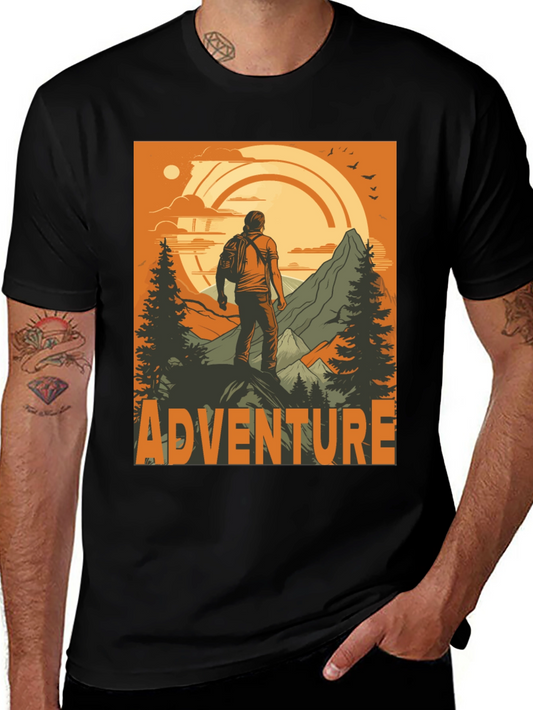 Adventure Awaits Graphic Tee - Stylish Mountain Design