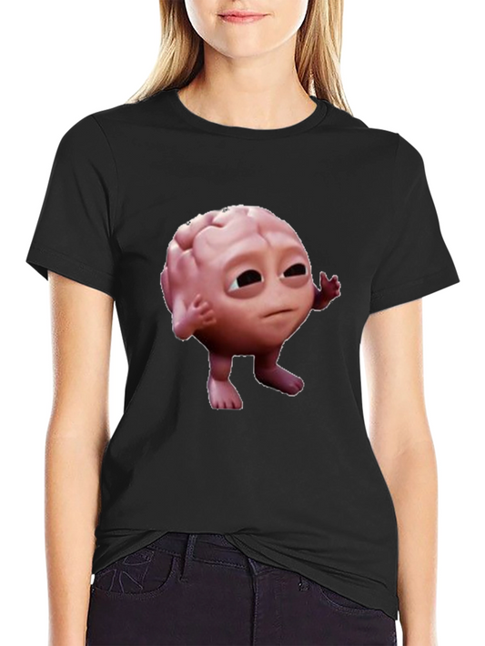 Funny Brain Character Black T-Shirt