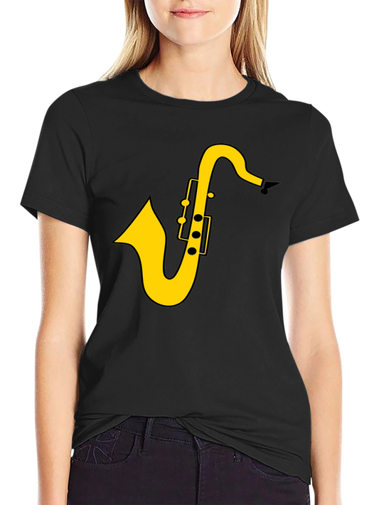 Saxophone Graphic Tee - Black Cotton Shirt