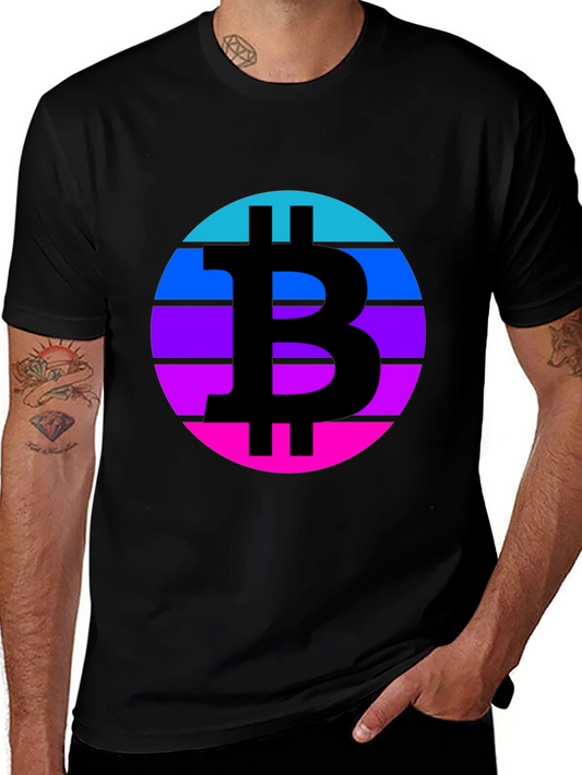 Bitcoin Striped Circle Black T-Shirt