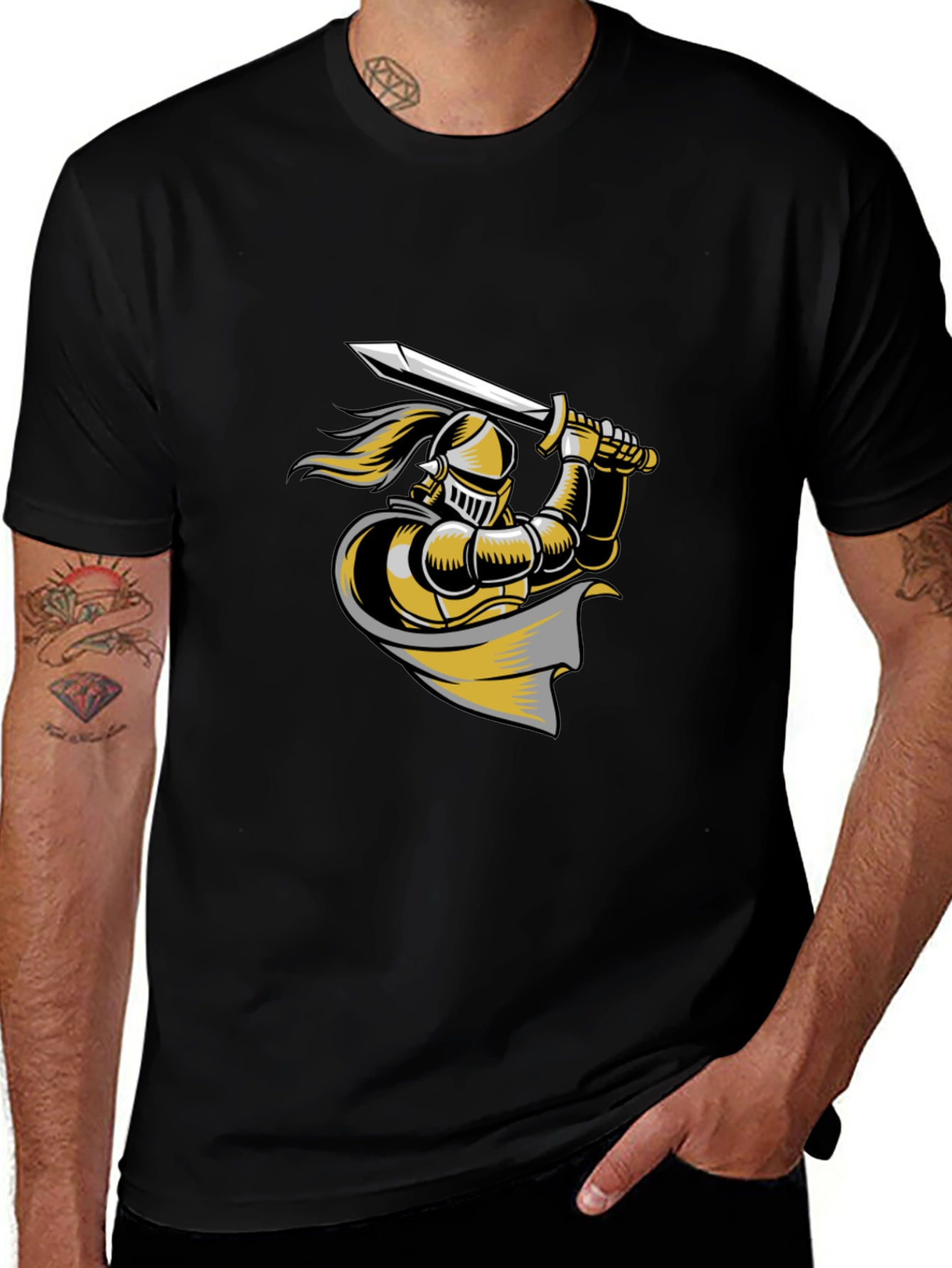 Knight Graphic Tee - Black Cotton T-Shirt