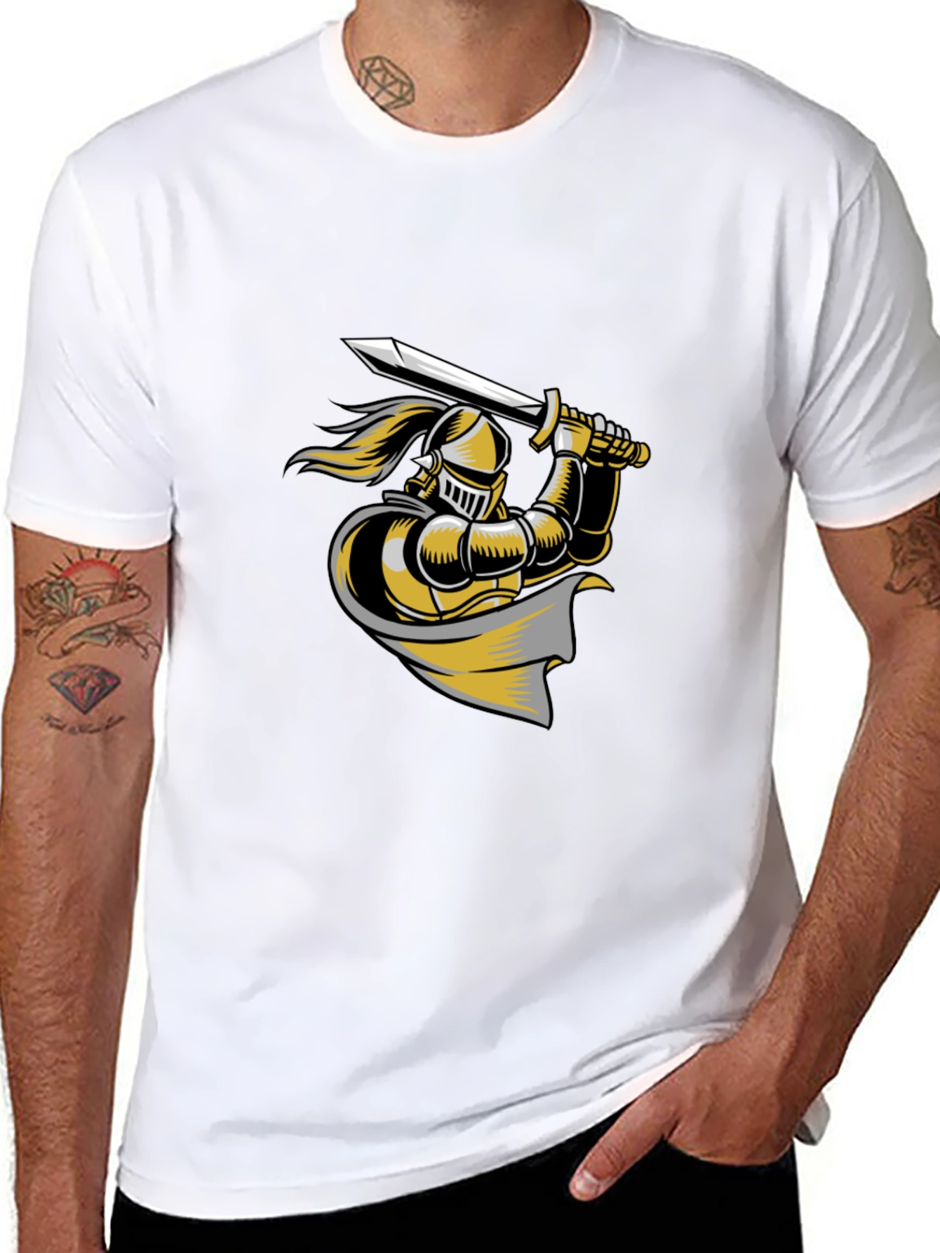 Knight Graphic Tee - Black Cotton T-Shirt
