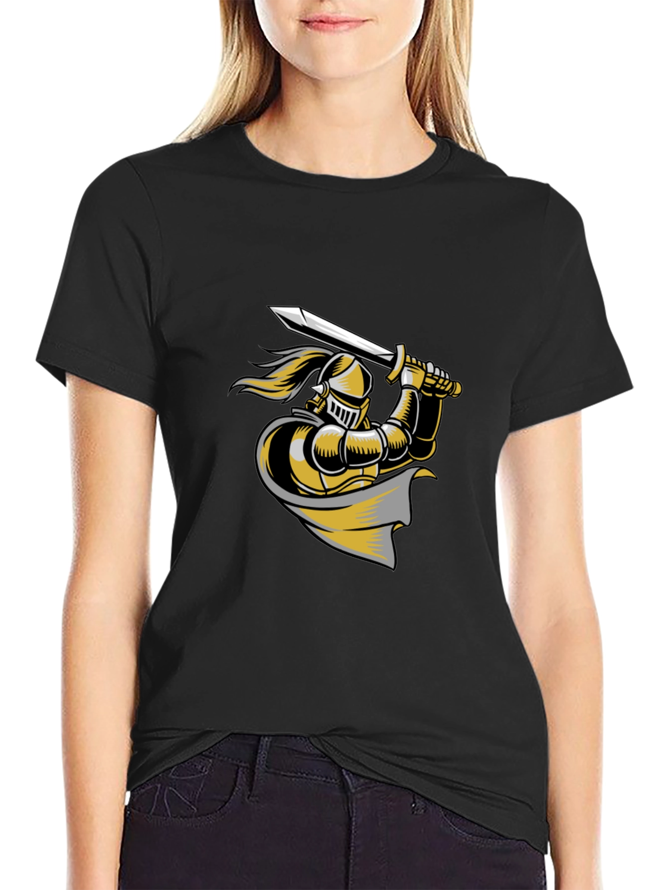 Knight Graphic Tee - Black Cotton T-Shirt